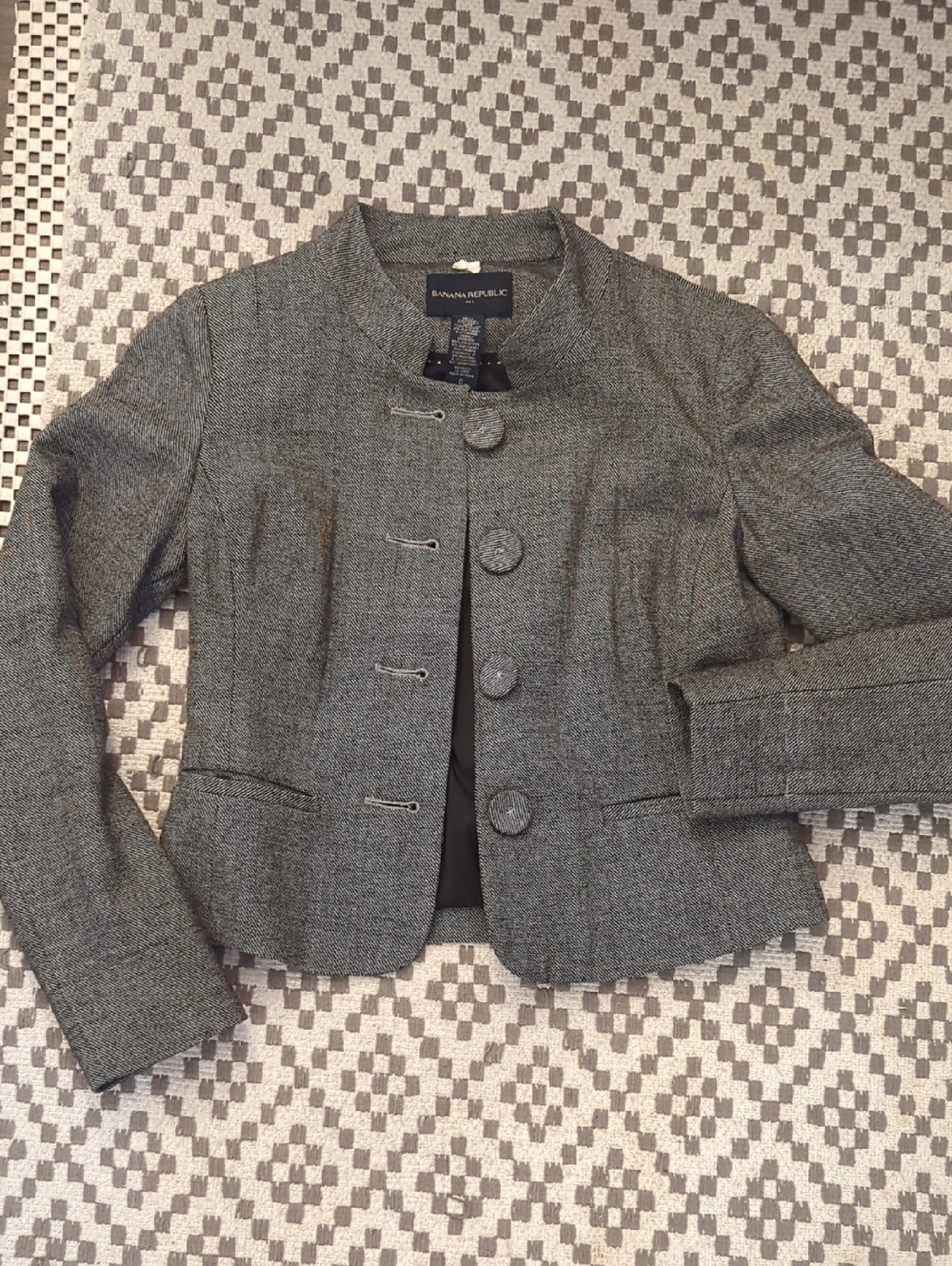 Banana Republic Gray Tweed Stand-Collar Blazer